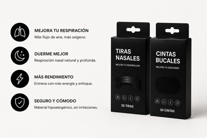 Pack Premium: Cintas Bucales + Tiras Nasales (30 + 30 unidades)